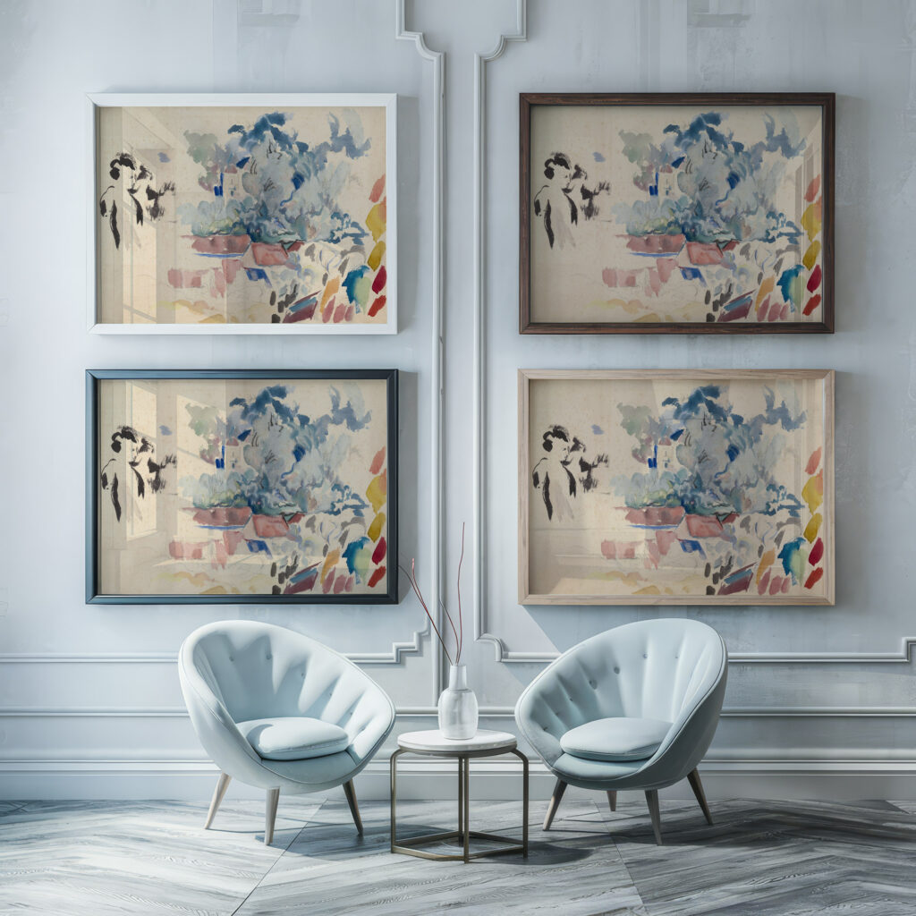 Roofs Trees and a Woman Rik Wouters framed posters mockup