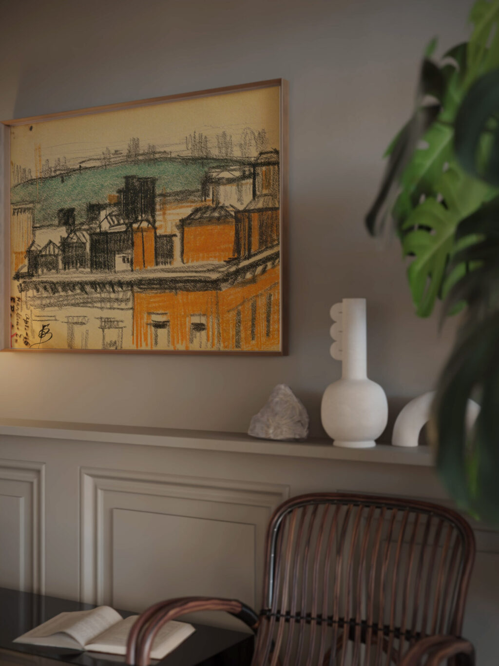 Rooftops Harlem 1916 Oscar Bluemner video mockup