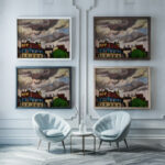 Rooftops and Clouds Paris 1910 1912 Henry Lyman Sayen framed posters mockup