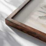 Rooftops and Fantasy 1918 Charles Demuth close up dark wood mockup