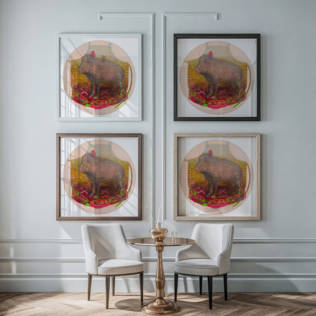Roosa korvaga marklaud 2008 Tiit Paasuke framed posters mockup