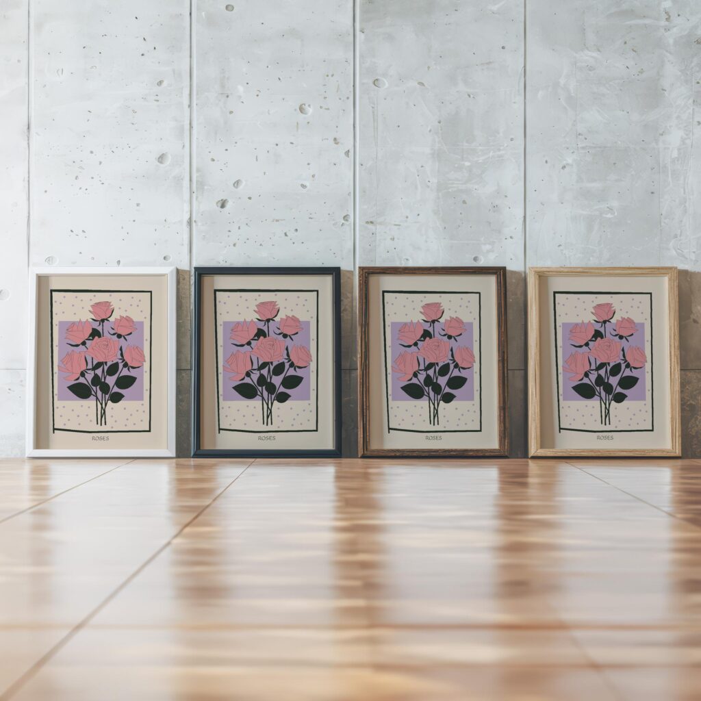 Roses framed posters mockup