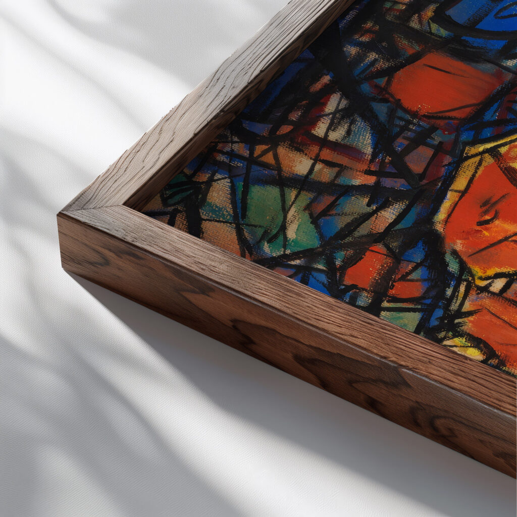 Rote Blumen in Vase 1919 Christian Rohlfs close up dark wood mockup