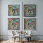 Rowerzysta na tle pejzazu 1934 Sasza Blonder framed posters mockup