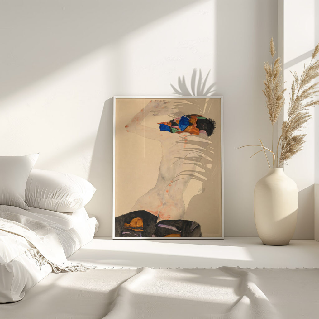 Ruckenakt mit buntem Tuch 1911 Egon Schiele 4 mockup