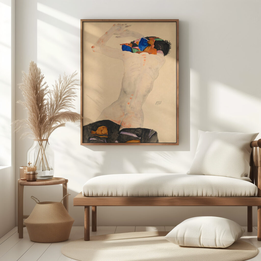 Ruckenakt mit buntem Tuch 1911 Egon Schiele 5 mockup