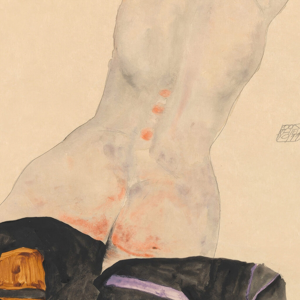 Ruckenakt mit buntem Tuch 1911 Egon Schiele 8 mockup