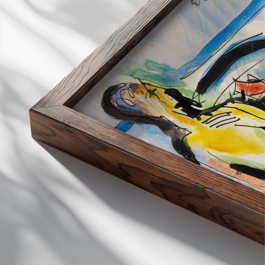 Ruderer 1928 Ernst Ludwig Kirchner close up dark wood mockup