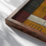 Rue no. 2 Paisaje constructivista 1929 Joaquin Torres Garcia close up dark wood mockup