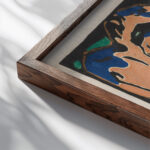 Ruhende Pferde 1911 Franz Marc close up dark wood mockup