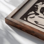 Ruhende Pferde 1912 Franz Marc close up dark wood mockup