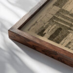 Russische Stadt. Radierung 1917 Paul Adolf Seehaus close up dark wood mockup