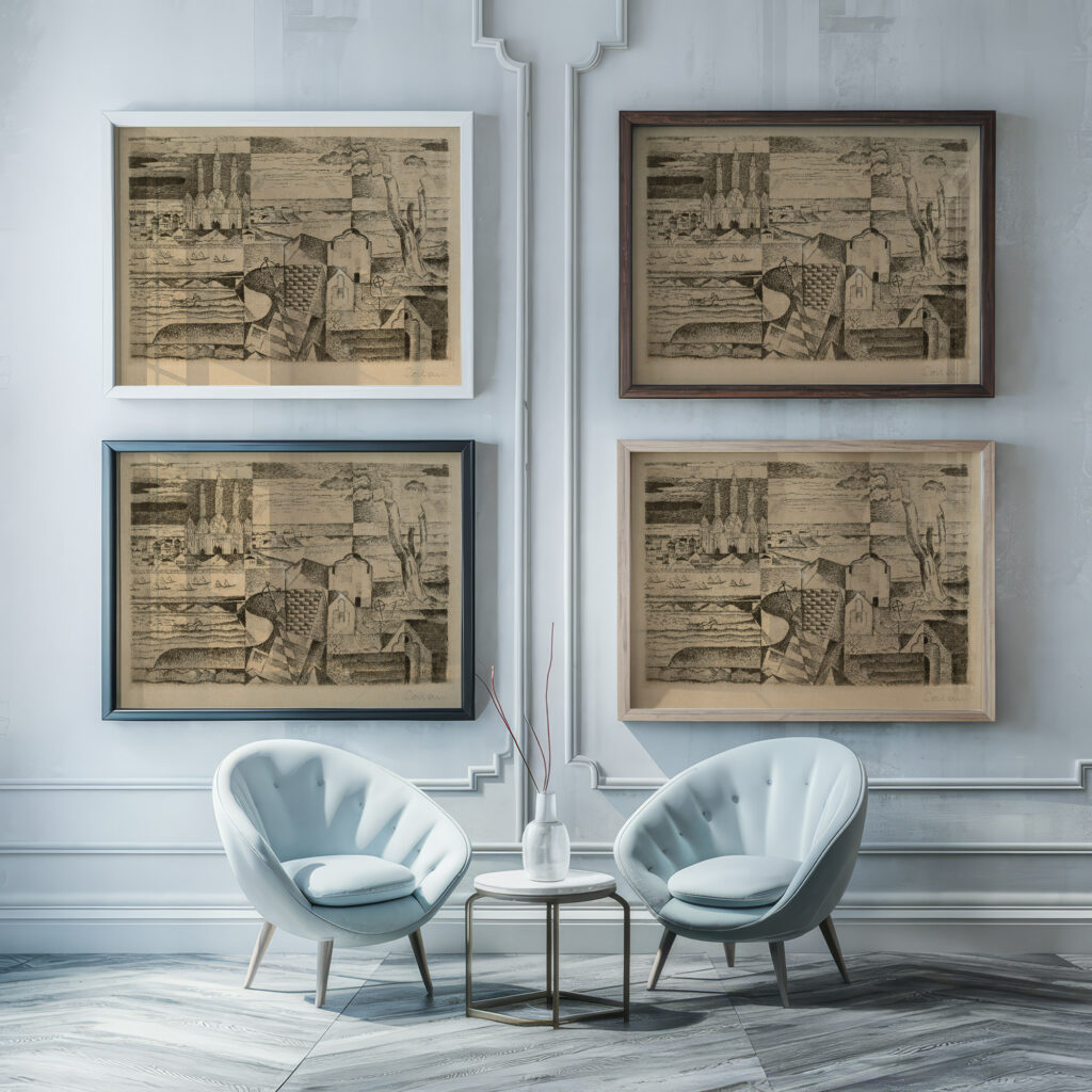 Russische Stadt. Radierung 1917 Paul Adolf Seehaus framed posters mockup