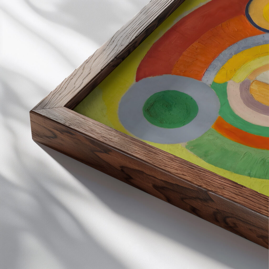 Rythme Joie de vivre 1930 Robert Delaunay close up dark wood mockup