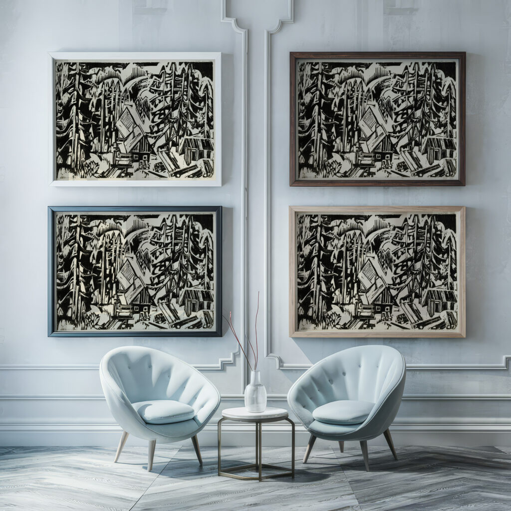 Sagemuhle 1925 Albert Muller framed posters mockup