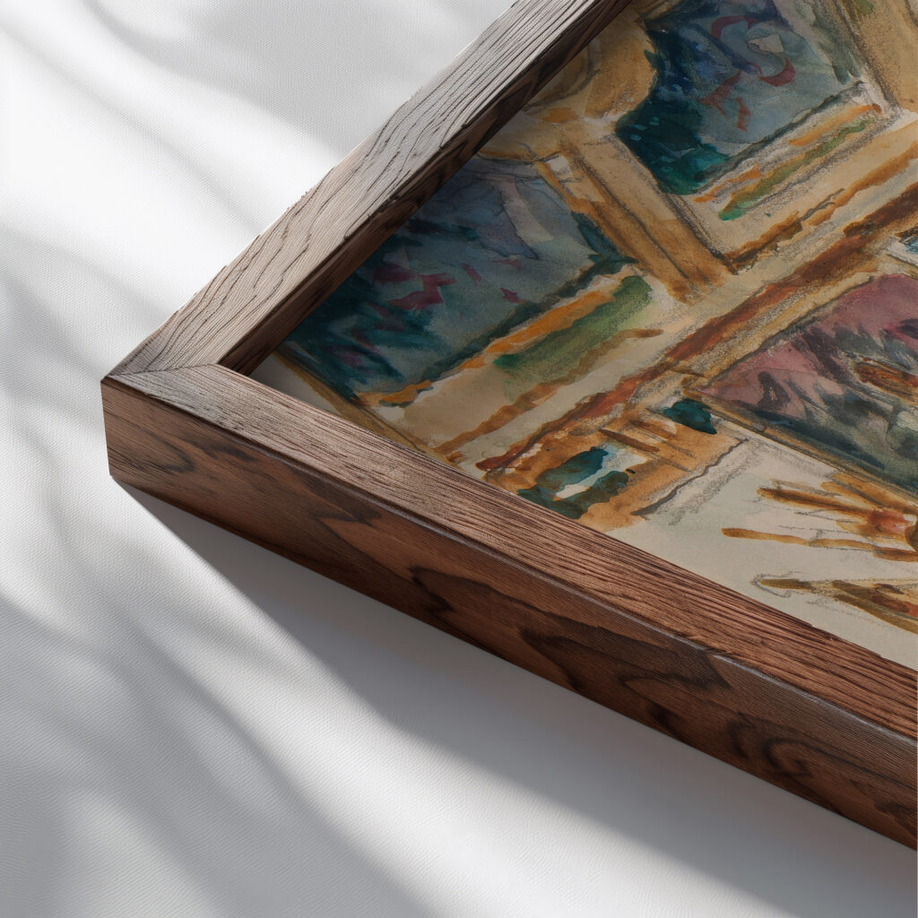 Sala Stolowa w Palacu w Podhorcach. 1940 Ivan Ivanec close up dark wood mockup