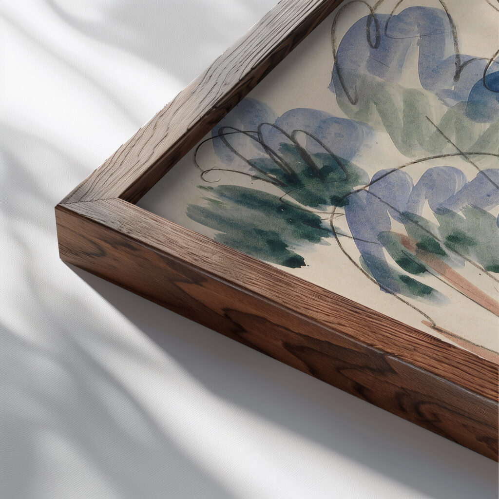 Sanddunen unter Baumen 1912 Ernst Ludwig Kirchner close up dark wood mockup