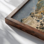 Sans Titre Collagierte Bildpostkarte Das Kreisen 1922 Kurt Schwitters close up dark wood mockup