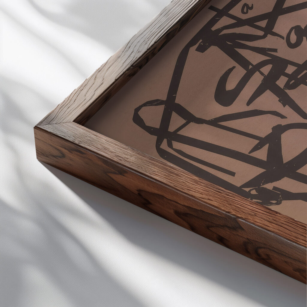 Sari Dienes a surrounding 1960 Unknown close up dark wood mockup