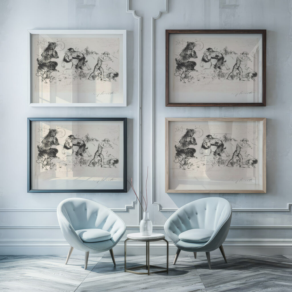 Saters een nimf een faun en een toom varkens 1923 Lovis Corinth framed posters mockup