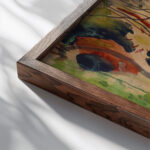 Satirical figure on the Blue Rider 1913 August Macke close up dark wood mockup