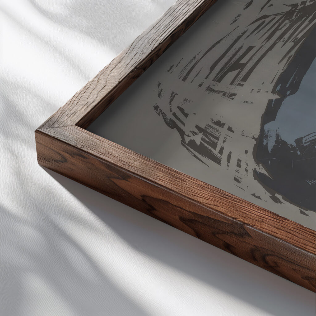 Save our heritage 1965 Unknown close up dark wood mockup