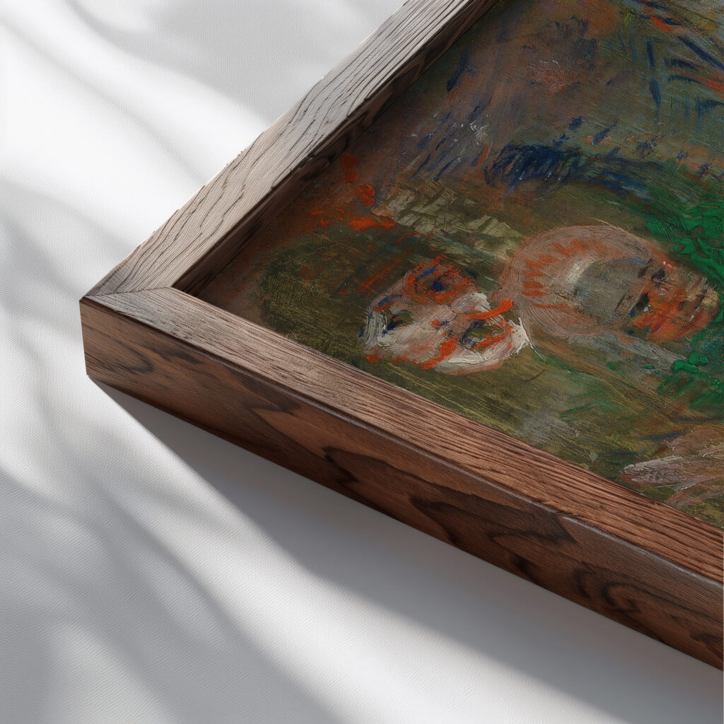 Scene carnavalesque 1890 James Ensor close up dark wood mockup