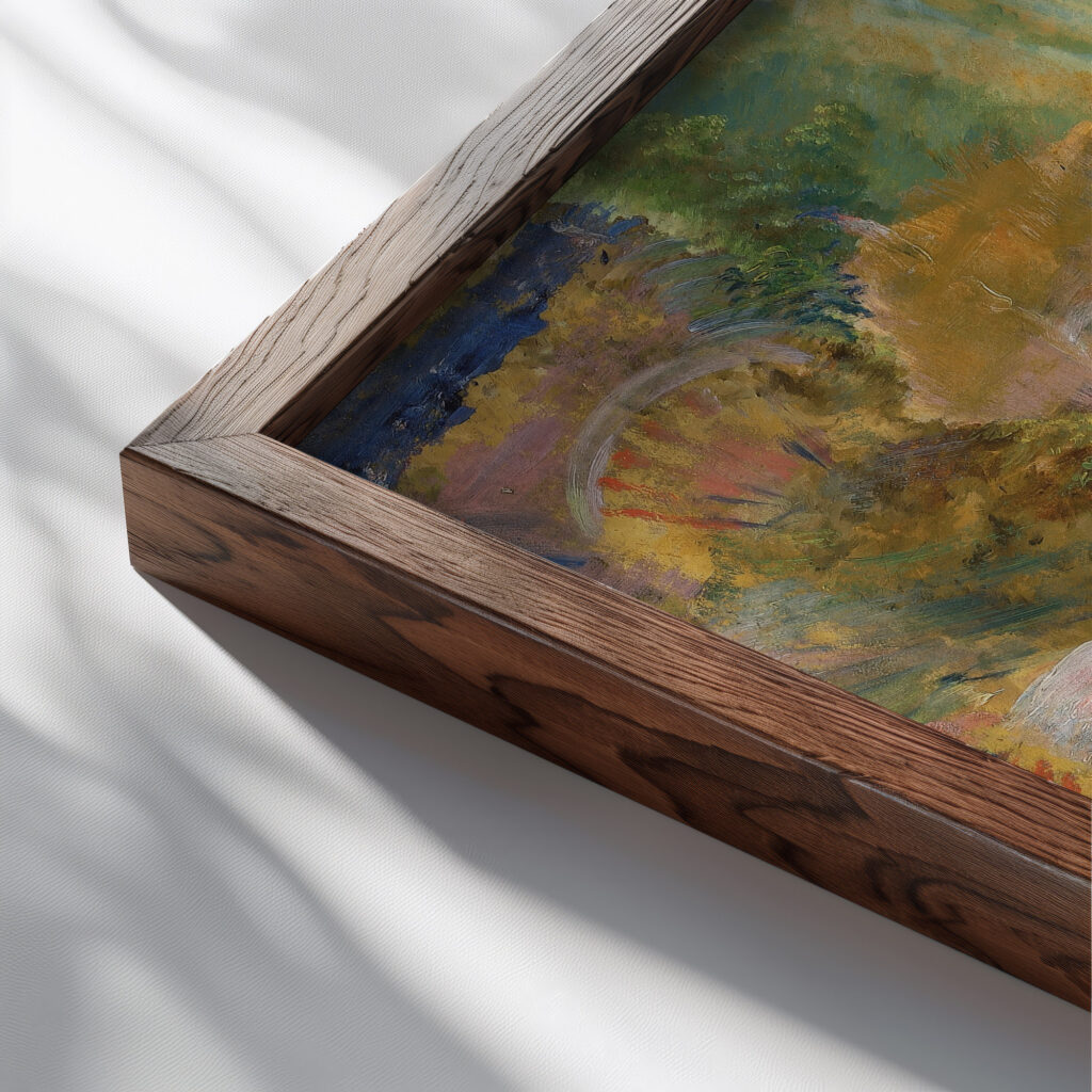 Scene carnavalesque circa 1890 James Ensor close up dark wood mockup