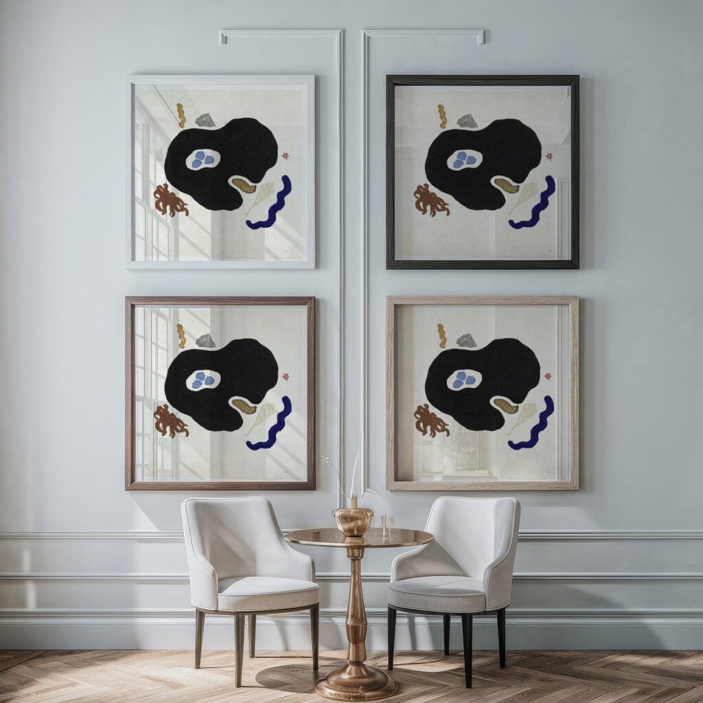 Schelpen 1950 1959 Onchi Koshiro framed posters mockup