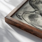 Schets van drie paarden 1891 Leo Gestel close up dark wood mockup