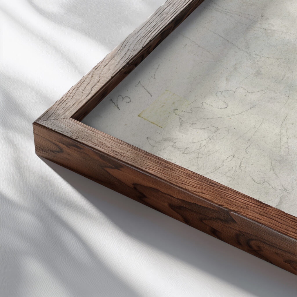 Schets van een boeket 1763 Willem van Leen close up dark wood mockup
