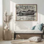 Schetsblad met een schip met een man aan boord 1891 Leo Gestel 1 5 mockup