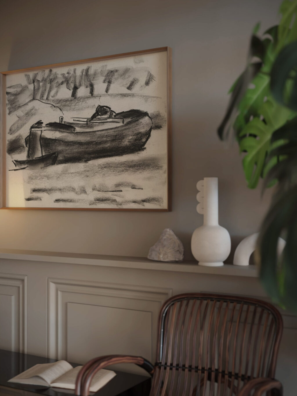 Schetsblad met een schip met een man aan boord 1891 Leo Gestel 1 video mockup