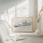 Schetsblad met een schip met een man aan boord 1891 Leo Gestel 4 mockup