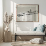 Schetsblad met een schip met een man aan boord 1891 Leo Gestel 5 mockup