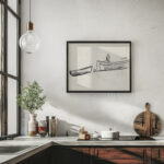 Schetsblad met een schip met een man aan boord 1891 Leo Gestel 6 mockup