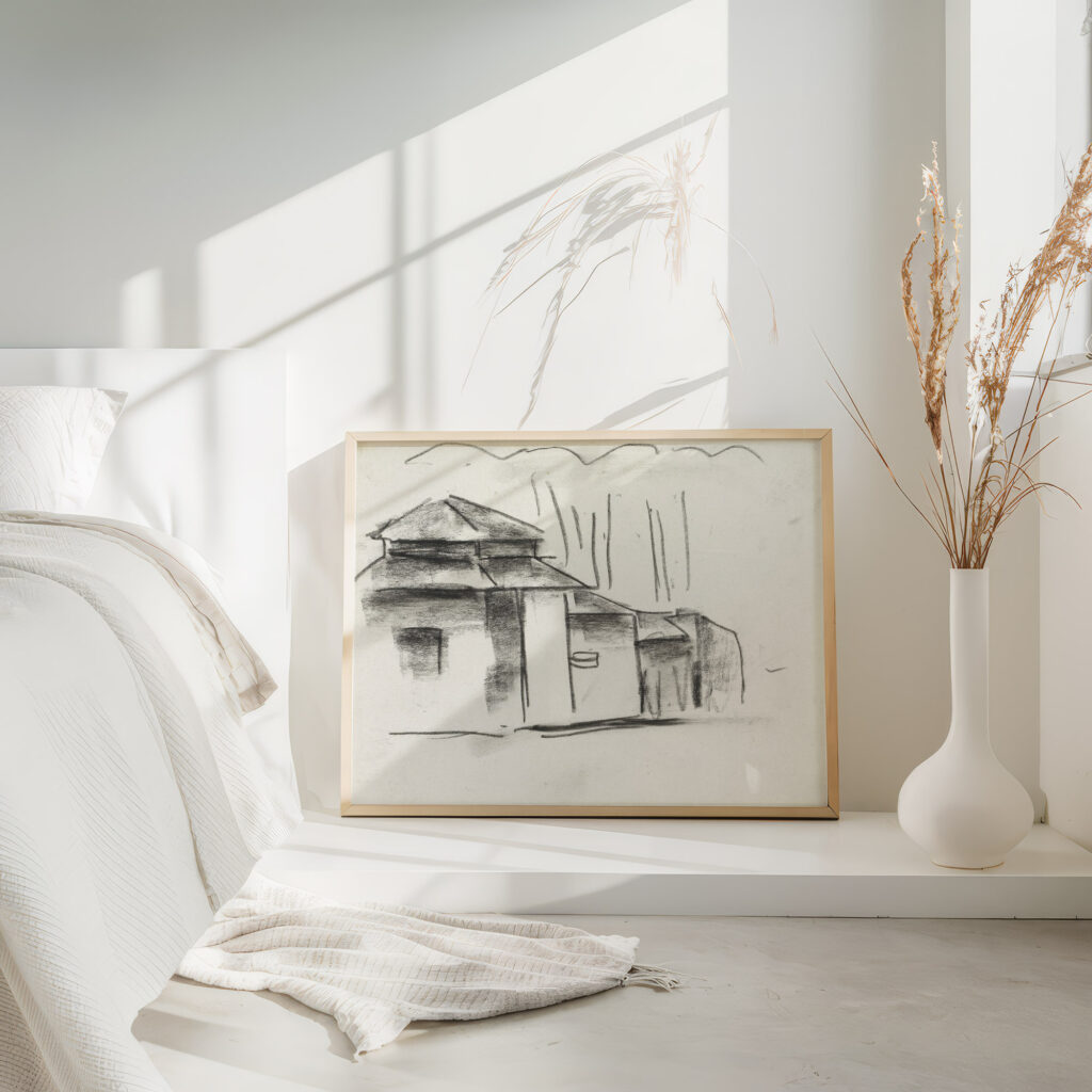 Schetsblad met huis 1891 Leo Gestel 4 mockup