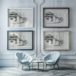 Schetsblad met huis 1891 Leo Gestel framed posters mockup