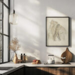 Schetsblad met man die twee paarden in bedwang houdt 1891 Leo Gestel 6 mockup