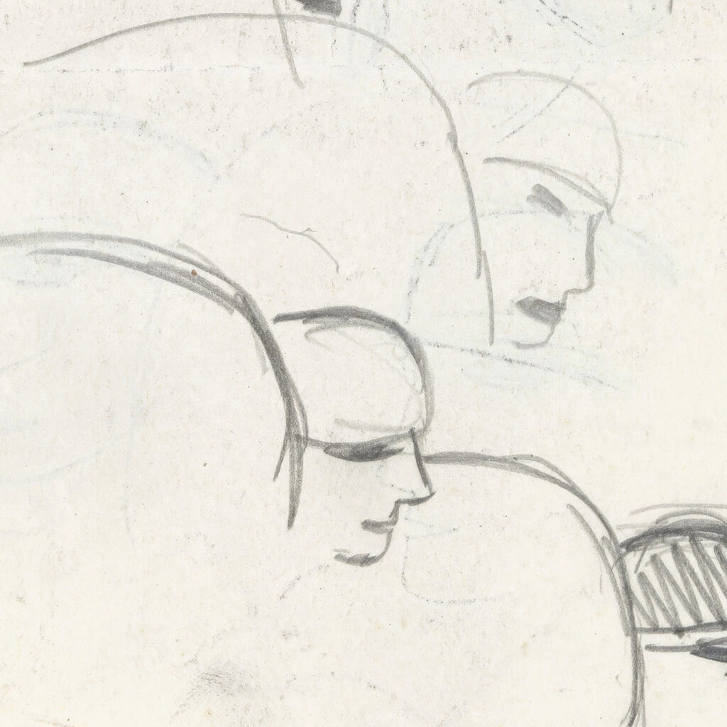 Schetsblad met studies voor een omhelsing kus 1891 Leo Gestel 8 mockup
