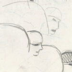 Schetsblad met studies voor een omhelsing kus 1891 Leo Gestel 8 mockup