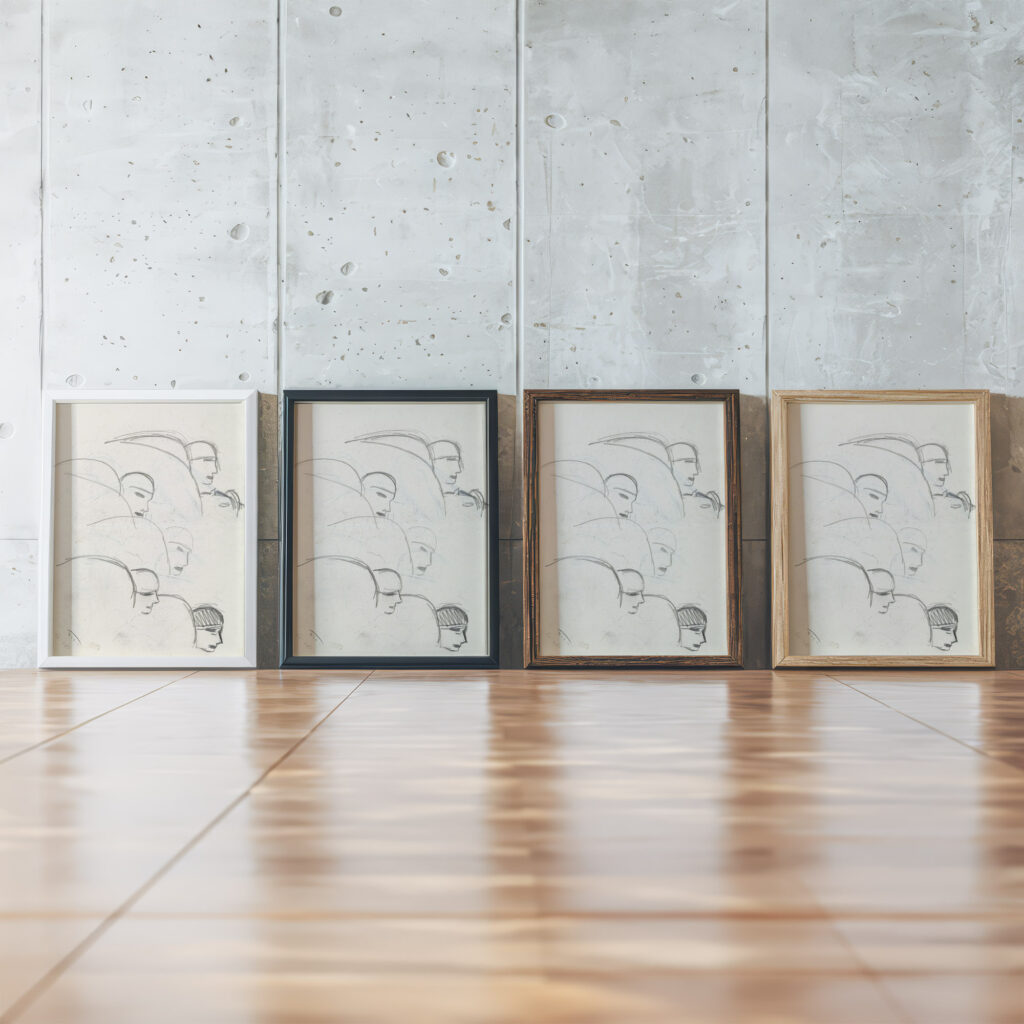 Schetsblad met studies voor een omhelsing kus 1891 Leo Gestel framed posters mockup