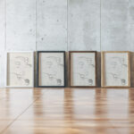 Schetsblad met studies voor een omhelsing kus 1891 Leo Gestel framed posters mockup