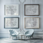 Schetsblad met vrouw liggend aan het strand met twee paarden en enkele zeemeeuwen 1891 Leo Gestel framed posters mockup