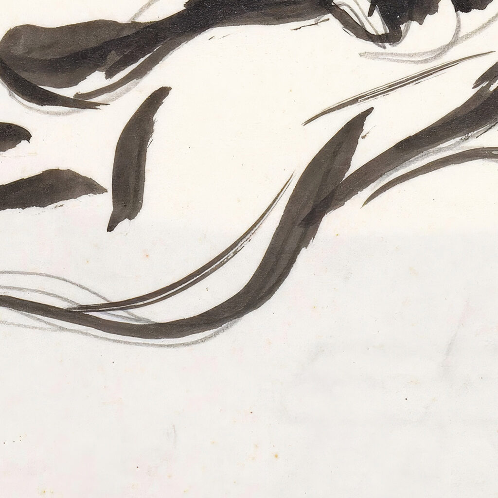 Schetsblad met zwevende vrouw met trompet 1891 Leo Gestel 8 mockup