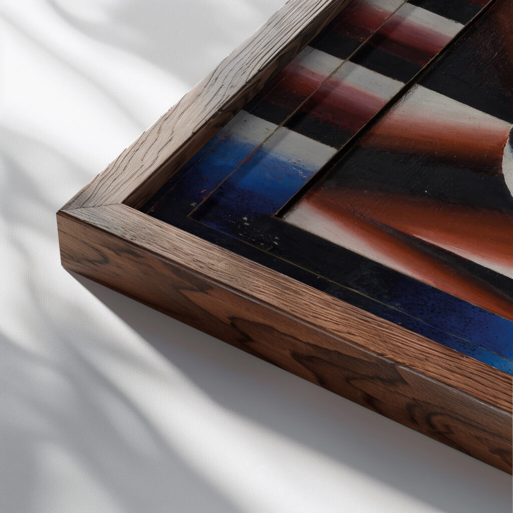 Schlafende Frau Arthur Segal close up dark wood mockup