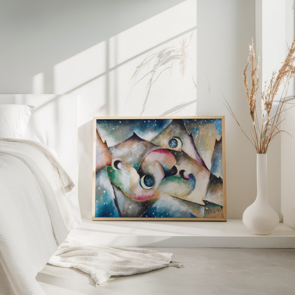 Schlafende Gestalten in nachtlicher Gebirgslandschaft 1917 Arnold Topp 4 mockup