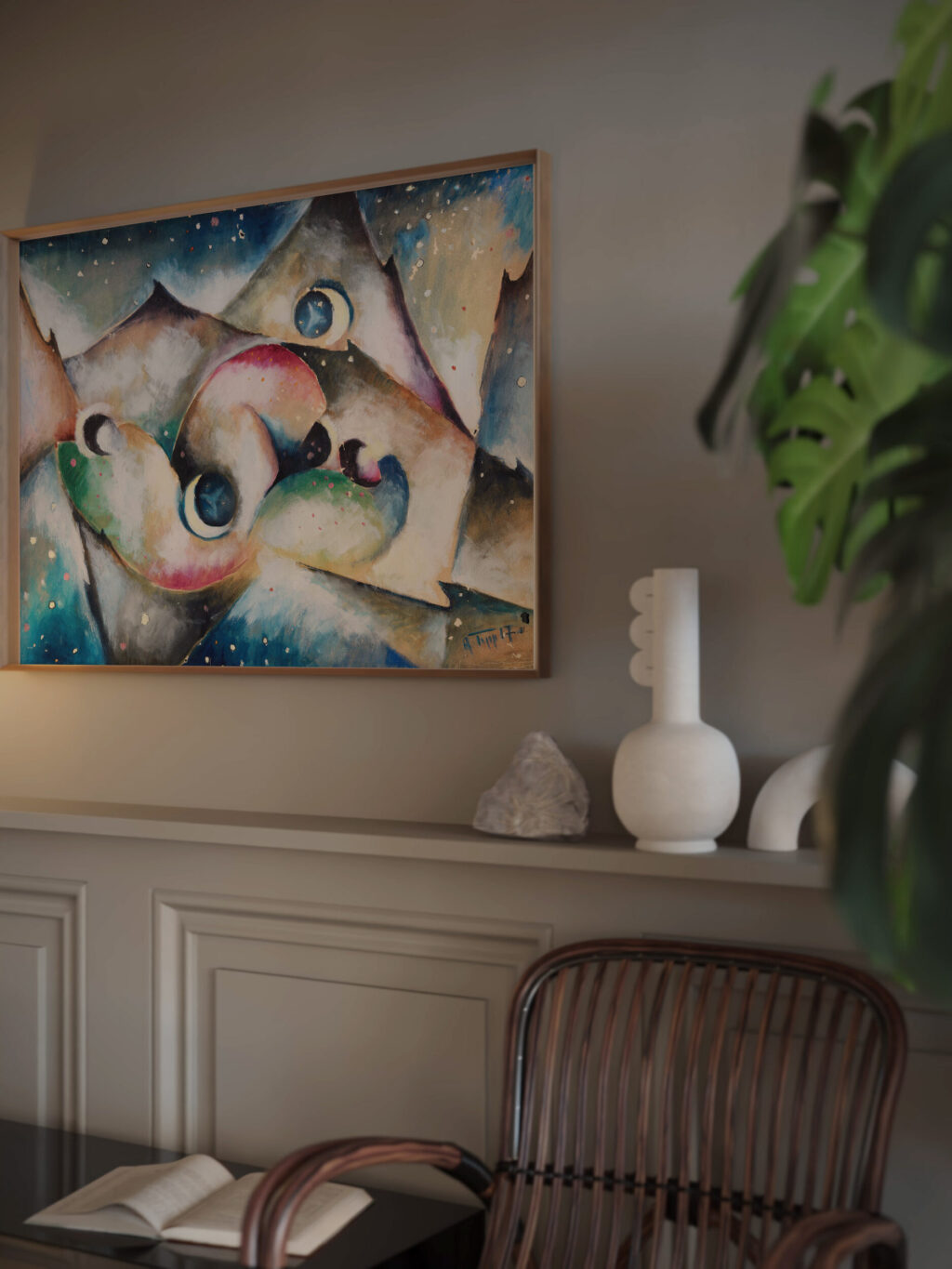 Schlafende Gestalten in nachtlicher Gebirgslandschaft 1917 Arnold Topp video mockup