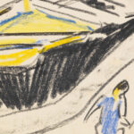 Schleppkahn am Elbufer im Hintergrund die Carolabrucke 1909 Ernst Ludwig Kirchner 8 mockup