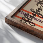 Schnack Pelikan circa 1925 Kurt Schwitters close up dark wood mockup